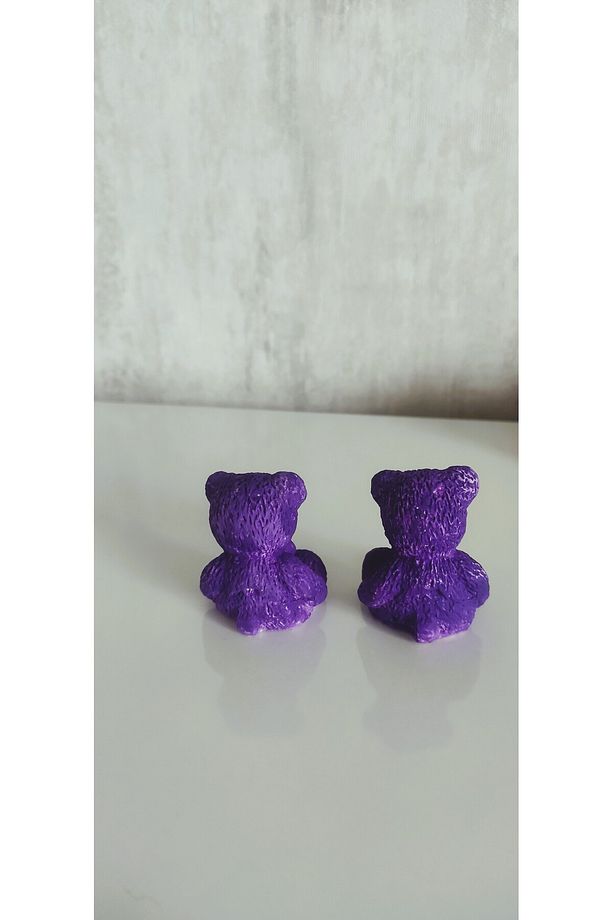 Mor Minik Ayıcık 2'li Dekoratif Süs Eşyası Obje 🐻🐻 - 3