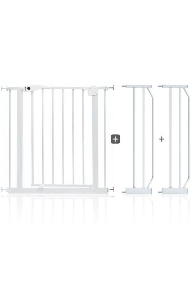 Baby Safe - Metal Safety Gate w / t 20cm x 2 Extension - White