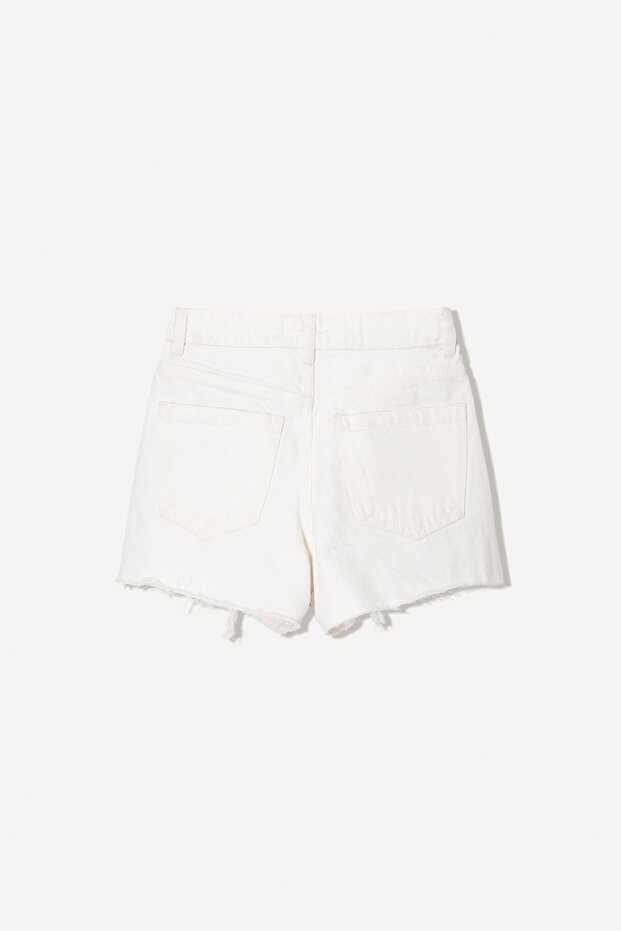 Distressed denim şort - 2