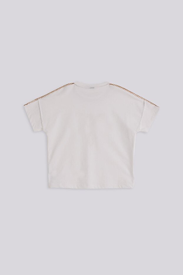 Kız Çocuk Ekru Tshirt - 7
