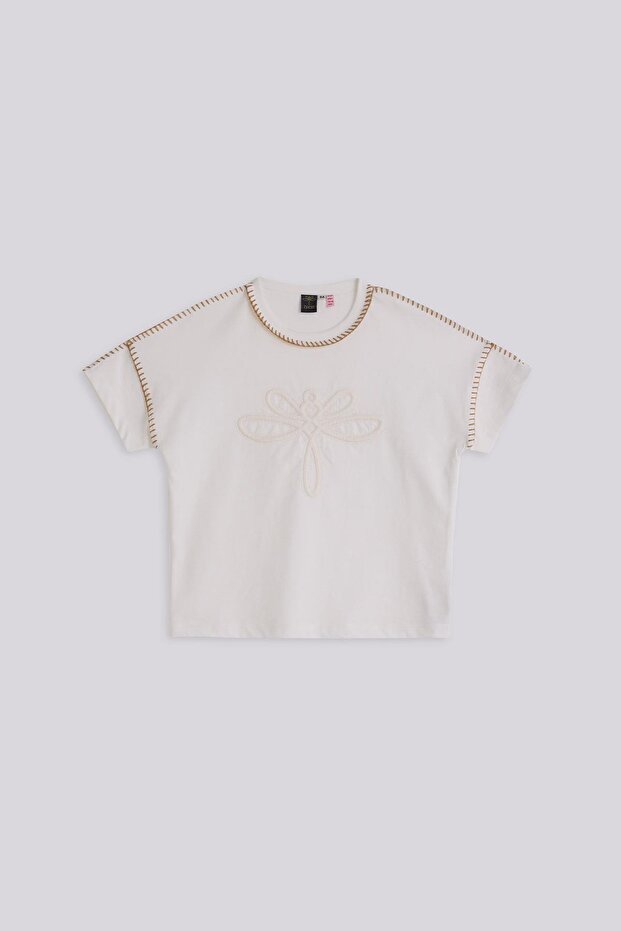 Kız Çocuk Ekru Tshirt - 6