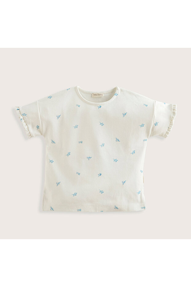 Marine Baskılı Tshirt Ekru - 1