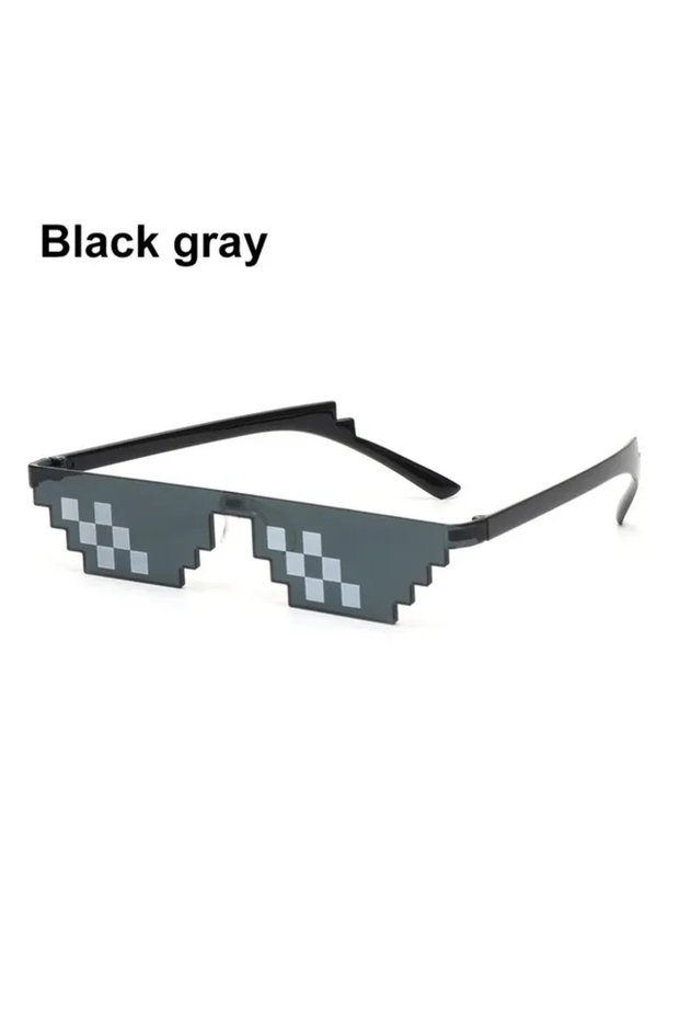 Black gray NEW Design Funny Mosaic Sunglasses Thug Life Sun Glasses Pixel Black Retro Gamer Robot Su