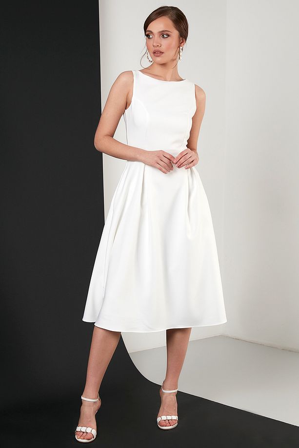 Bisiklet Yaka Regular Fit Cepli Pileli Midi Elbise Elbise 6051963 - 2