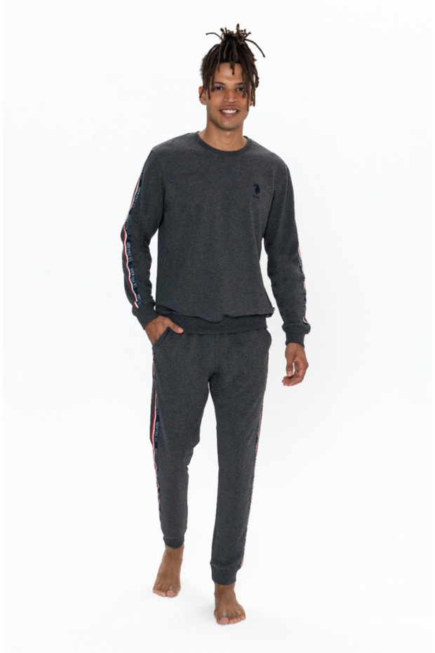 Men'S, Licensed, Uspa, (Anthracite Melange), Home Wear, 2-Piece Set