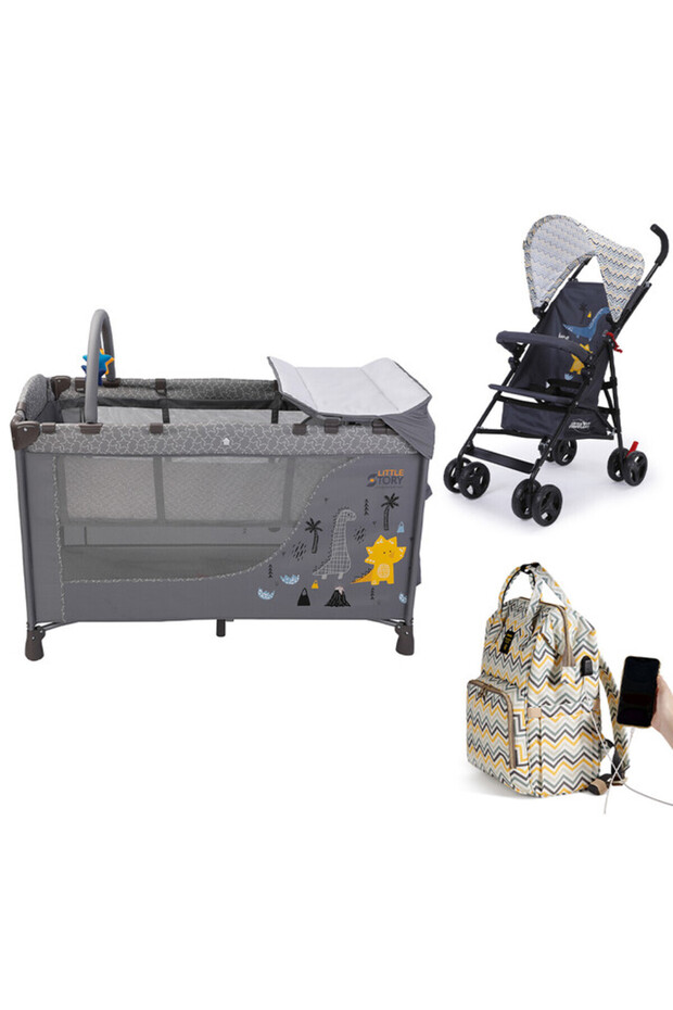 Little Story Playard + Stroller & Diaper Bag Set