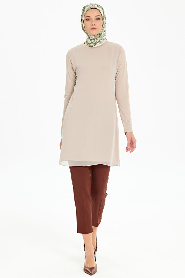 Yüksek Bel Basic Pantolon - Kahve - 3