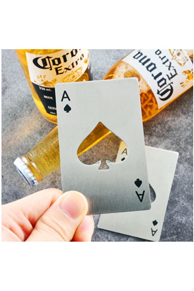 silvery Ace of Spades Size Bottle Opener Creative Playing Card Shaped Portable Stainless
