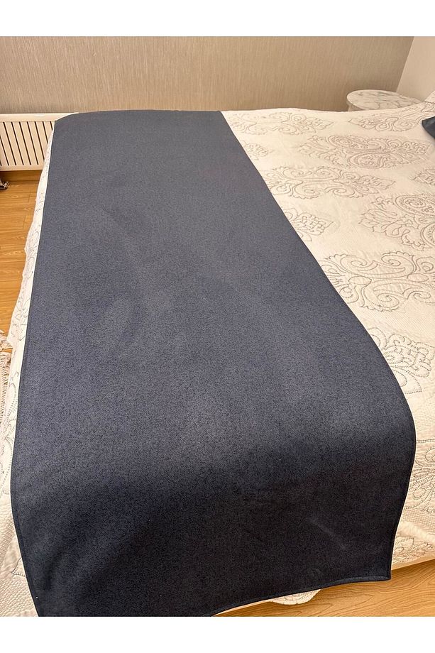 Yatak Runner Set Çift Kişilik Benekli Mavi Ev Ve Oteller Için Konforlu 1 Adet Runner 2 Adet Kırlent - 4