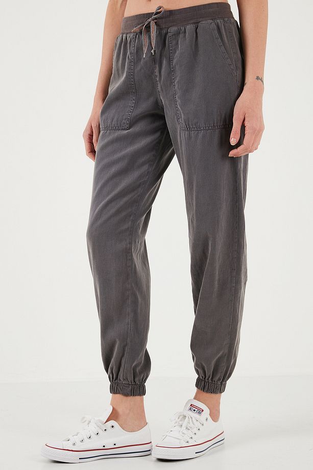 Regular Fit Yüksek Bel Lastikli Paça Jogger Spor Pantolon Pantolon 668yp5039 - 3