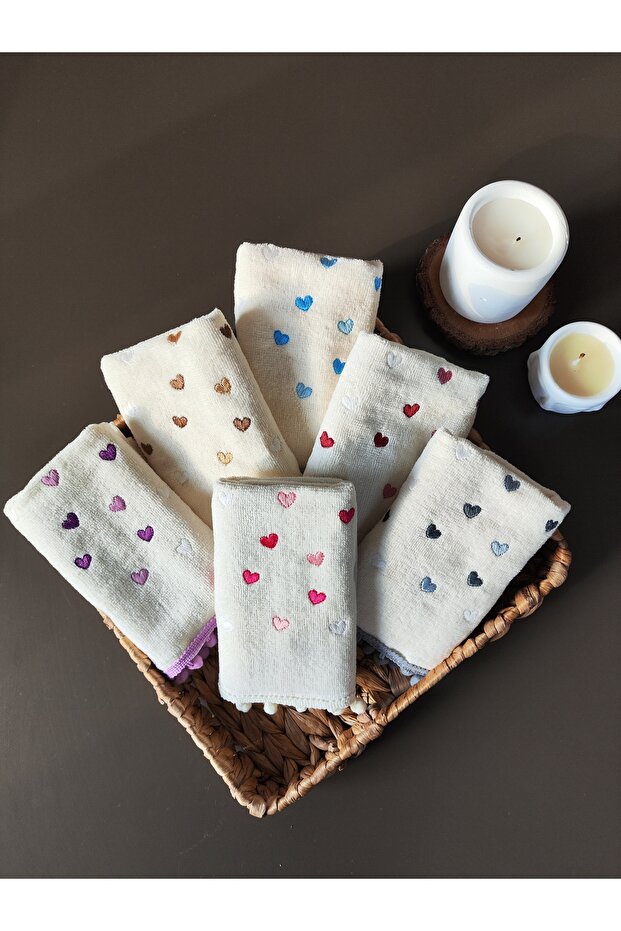 6-Piece Heart Towel | Hand Face Kitchen Towel Set | 30X50 cm