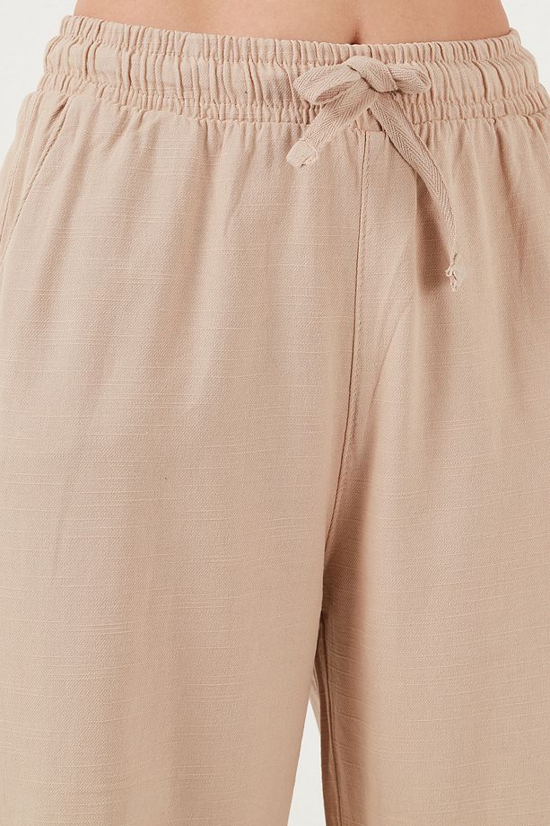 Pamuklu Relaxed Fit Yüksek Bel Bol Paça Pantolon Pantolon 668yp5118 - 5
