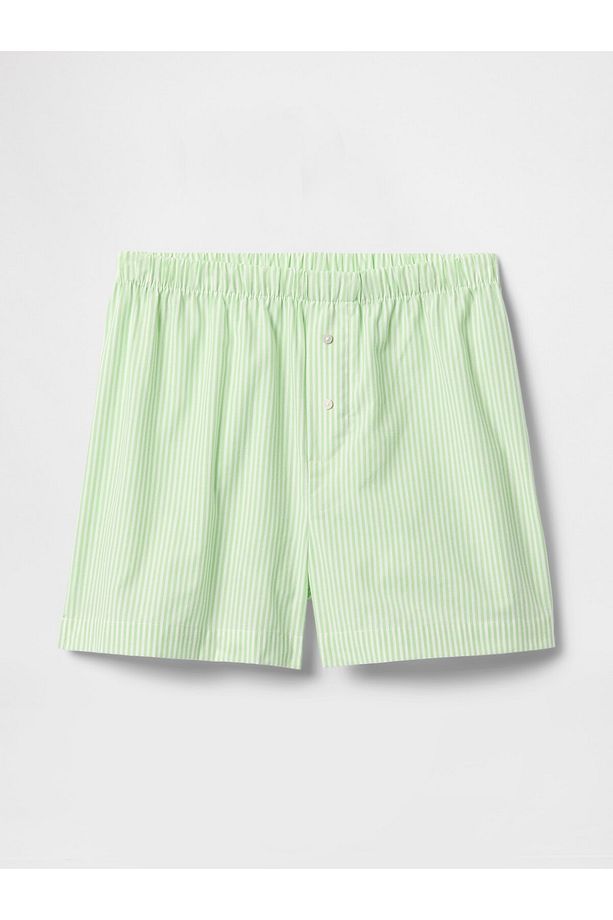 Kadın Yeşil Poplin Pijama Boxer Şort - 2