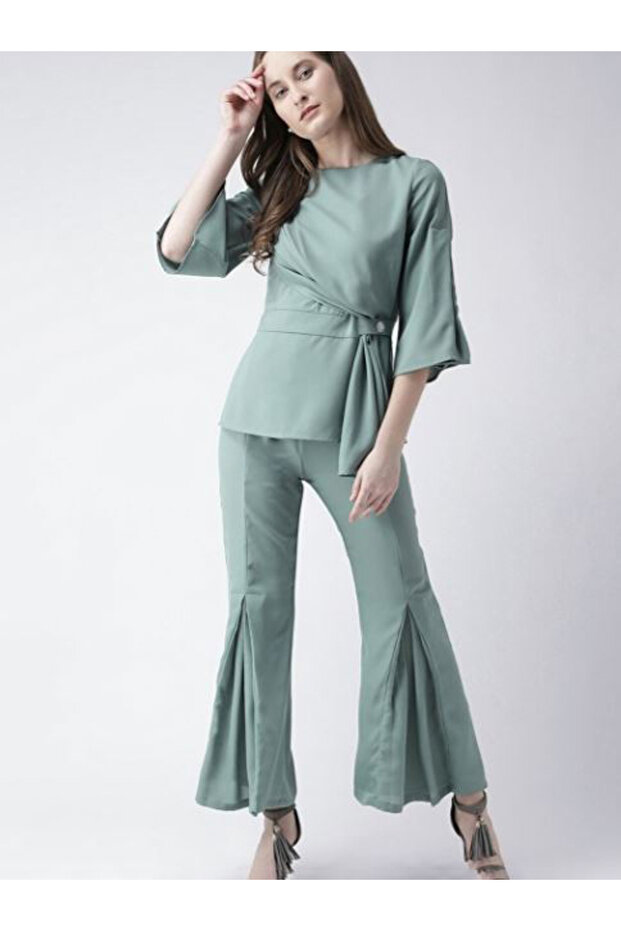 Solid Regular Fit Wrap Front Top - 5