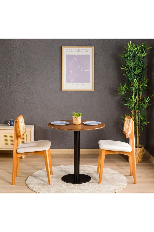 Dar Bistro Masası Metal Lale Bacak,Yuvarlak Masa İç Mekan,2 Kişilik  Bistro Masa Mobilyası - 3