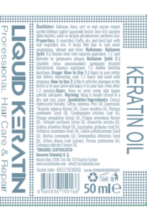 Kuru Kabaran Elektriklenen Saçlar Için Keratin Bakım Yağı (50ML) - 3