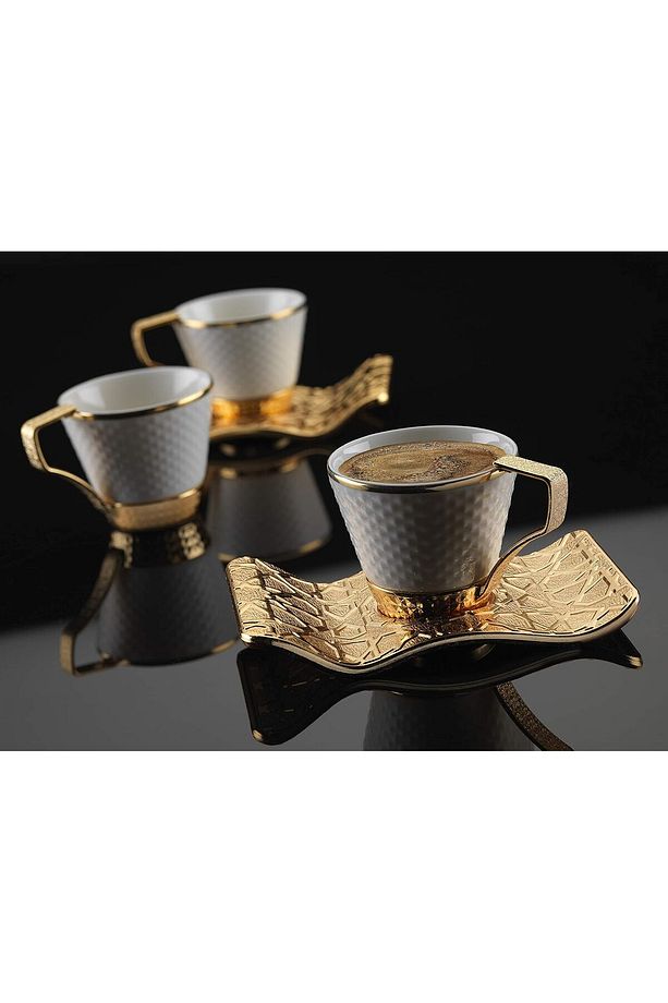 Kahve Fincanı Lokumluk Seti Türk Arap Kahvesi Espresso Fincan Kare Tabak Selçuklu Set 6 Lı Set - 3