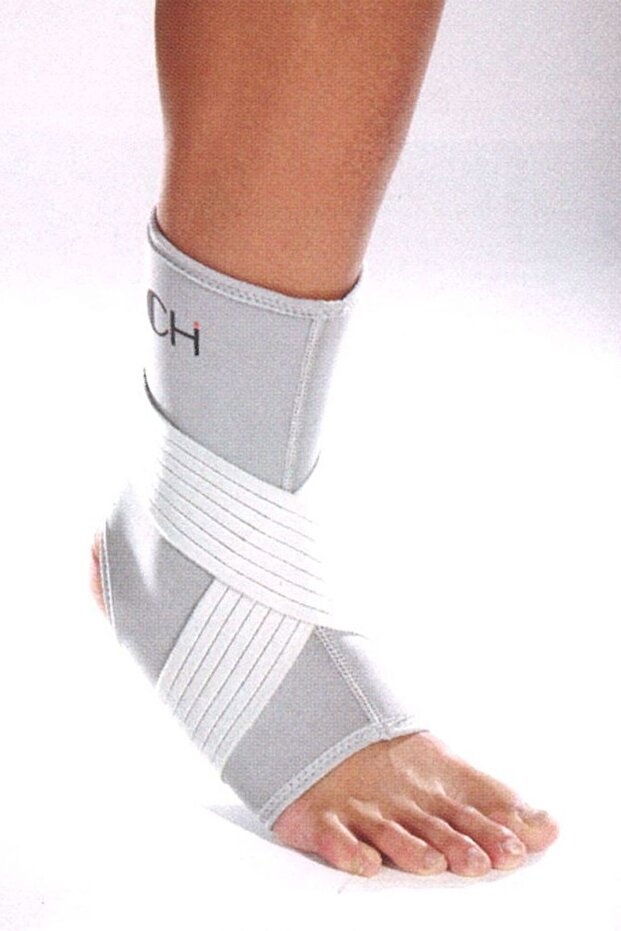 Nan 14 Bandaged Neoprene Ankle Brace Grey-Navy Blue-Supportive Sports Ankle Brace- L: 26-27 cm