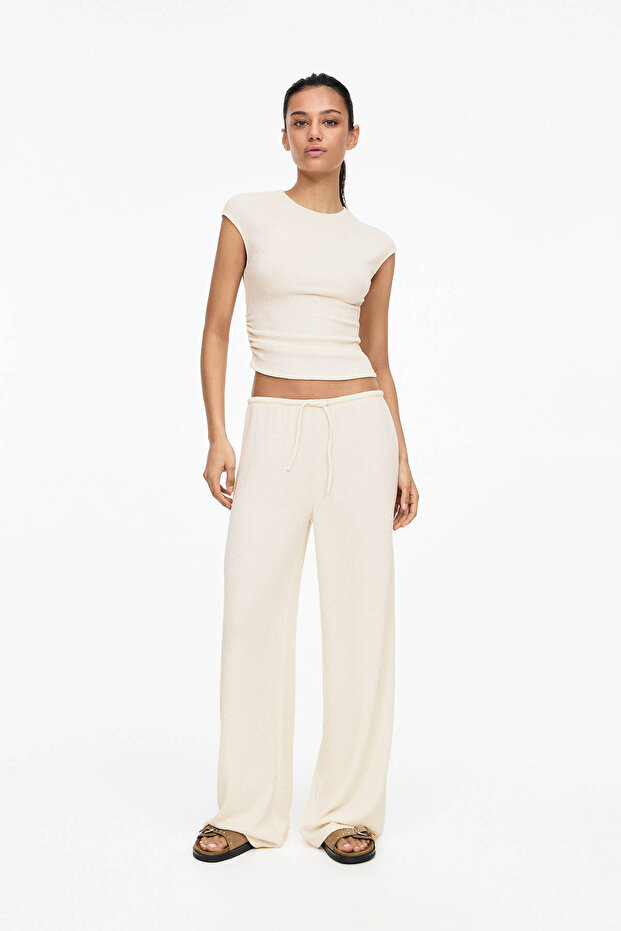 Krep kumaşlı top T-Shirt - 1