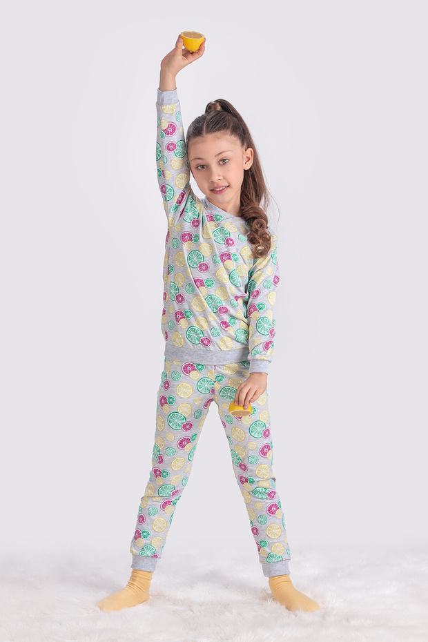 Limon Desenli Kız Çocuk Pijama Takımı 3-7 Yaş - 3