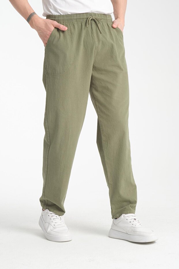 Men's Hambez Elastic High Waist Comfortable Fit 100% Natural Cotton Raw Cloth Sweatpants Bottom Pants 2188