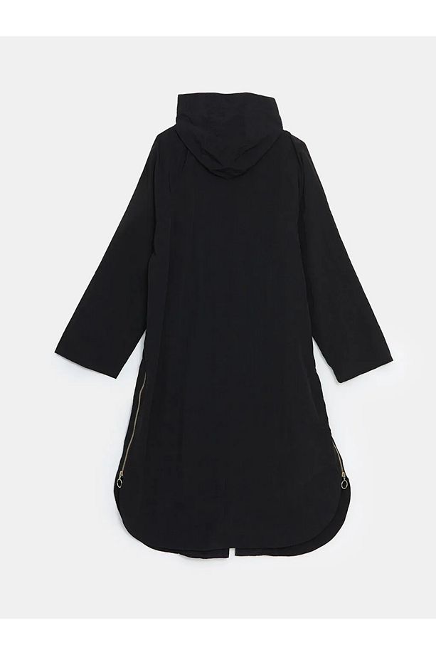 LCWAIKIKI Classic Siyah Kapüşonlu Düz Oversize Kadın Tunik T T - 7