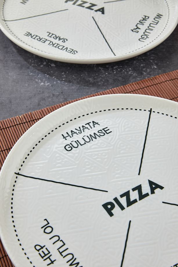 2'li Seramik Pizza Tabağı / servis tabağı / Tabak / Çok amaçlı pizza Tabağı / Kase - 4