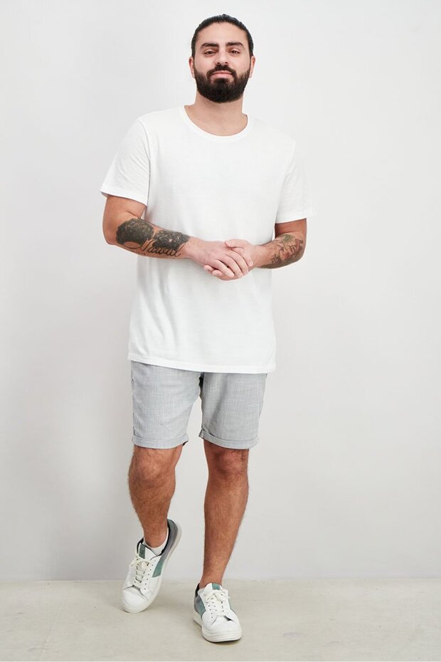 شورت رجالي سادة بقصّة عادية، رمادي - 3