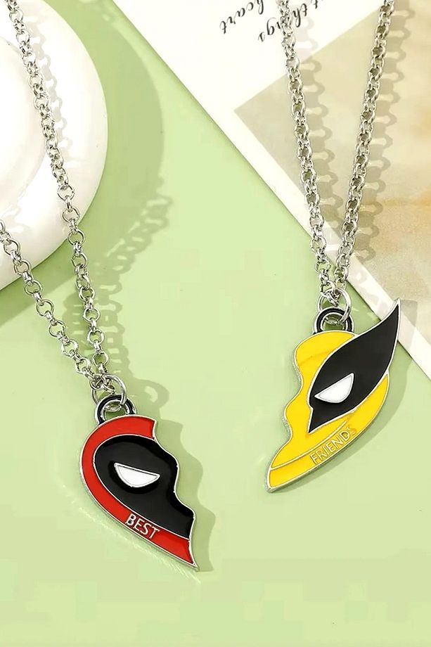 2 Adet Mıknatıslı Arkadaşlık Kolyesi Deadpool & Wolverine Best Friends Kolye - 3