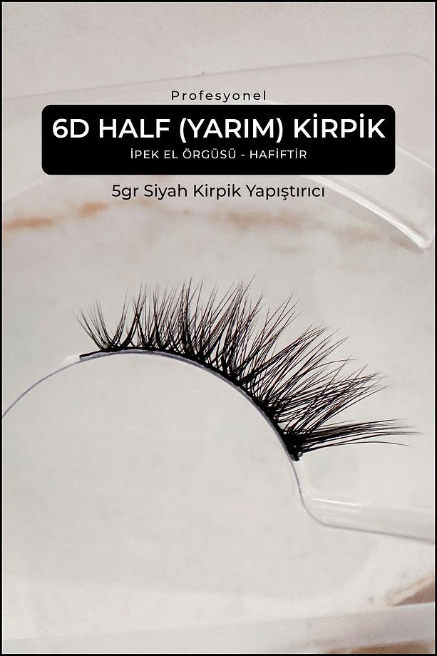 İpek Kirpik-Half Köşelere Takılan (Yarım Boy) Takma Kirpik - 5gr Kirpik Yapıştırıcı Set - 1