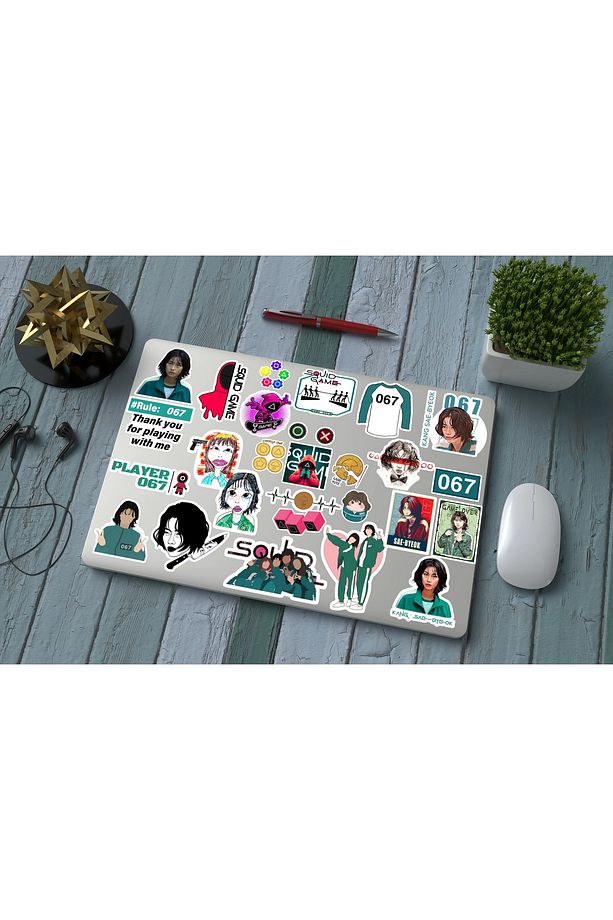 Squid Game Sticker Seti Player 067 Kang Sae-byeok sticker Oyuncu 067 Macbook Defter Sticker Seti - 1