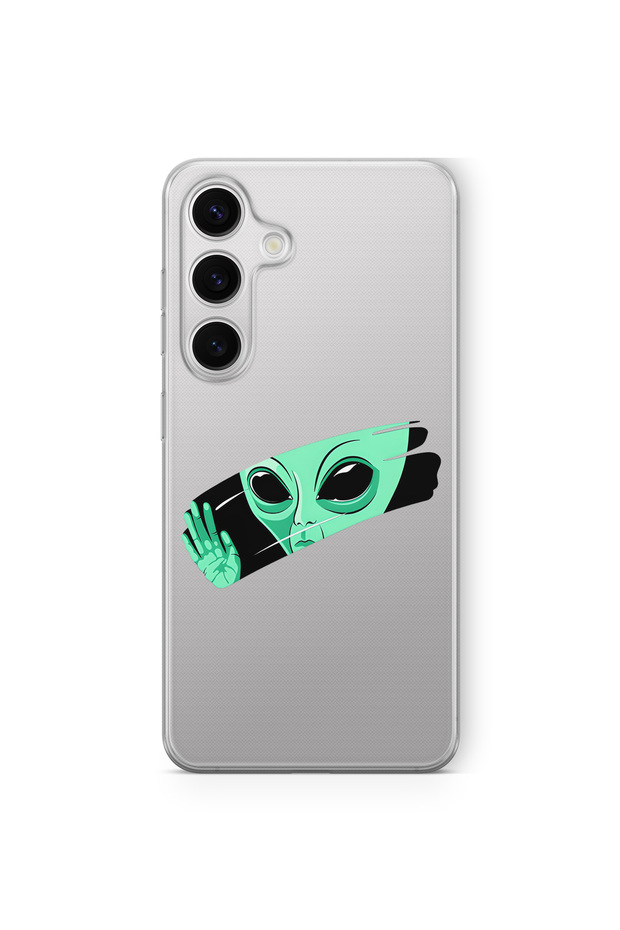 Samsung Galaxy S23 Compatible Alien Hand Design Printed Transparent Case