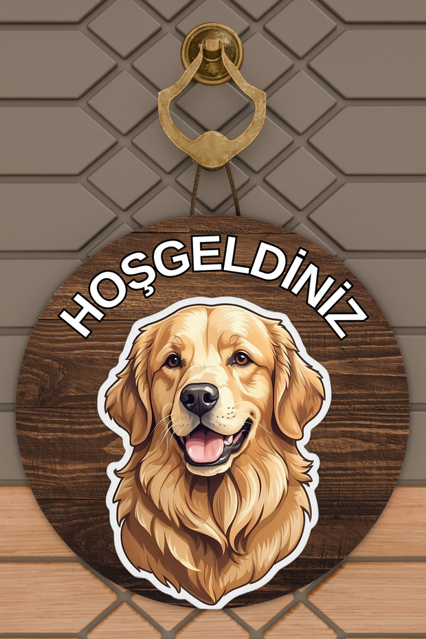 Modern Door Ornament Wooden Floor Golden Dog Outdoor Door Ornament