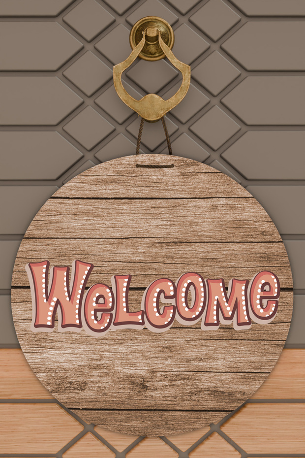 Modern Kapı Süsü Ahşap Welcome Dış Mekan Kapı Süsü - 1