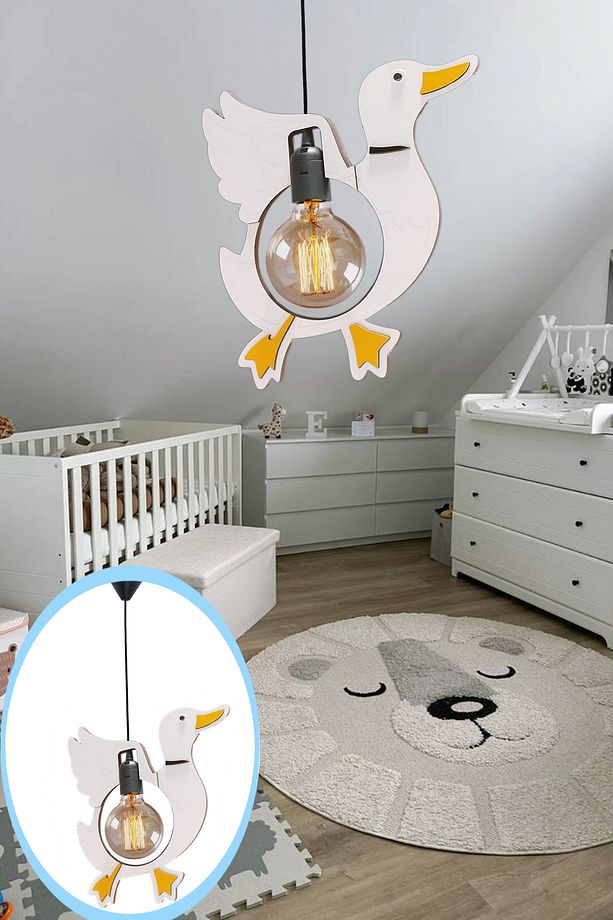 Sevimli Duck Ördek Sarkıt Avize Bebek Çocuk Odası Uçan Ördek Modern Dekoratif Rustik Tekli Avize - 1