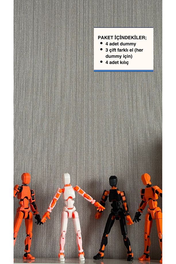 Turuncu 4'lü Oynar Eklemli Robot Figür Seti –  Dummy- lucky 13 titan 13 - 1