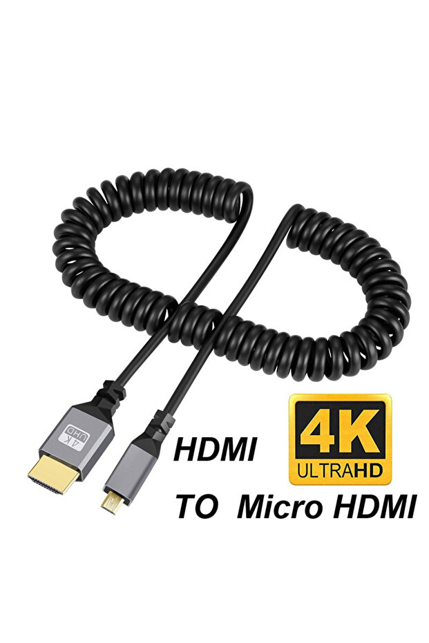 كابل Microhdmi 4k@60hz 0.5-2.4 متر Micro Mini HDMI متوافق مع HDMI Minihdmi Microhdmi Coiled Extension Fl