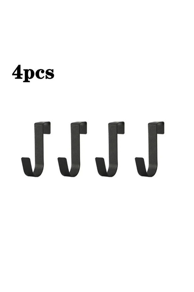 Black-4pcs Multi-Purpose Hooks Kitchen Cabinet Door Back Hook Hanging Rack Clothes Coat Hat Towel Ha