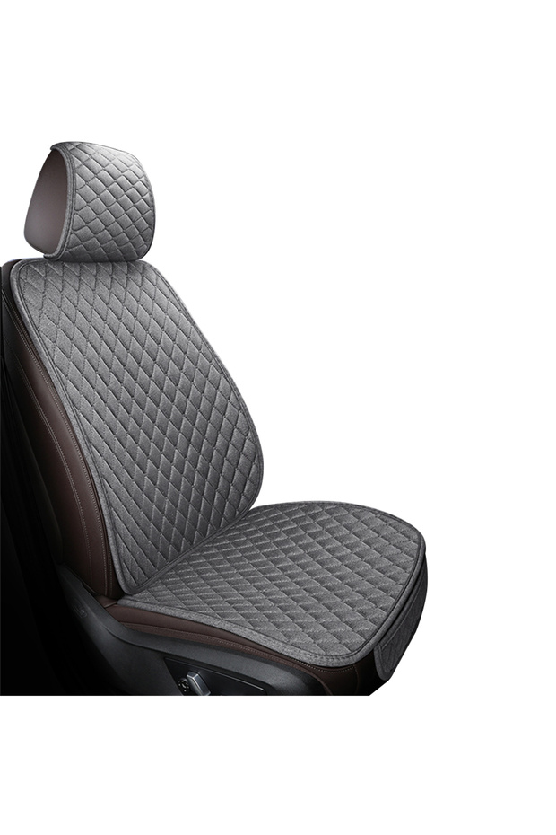 GRAY Universal Flax Car Seat Cover Front Rear Cushion Comfortable Breathable Protector Mat Four Seas