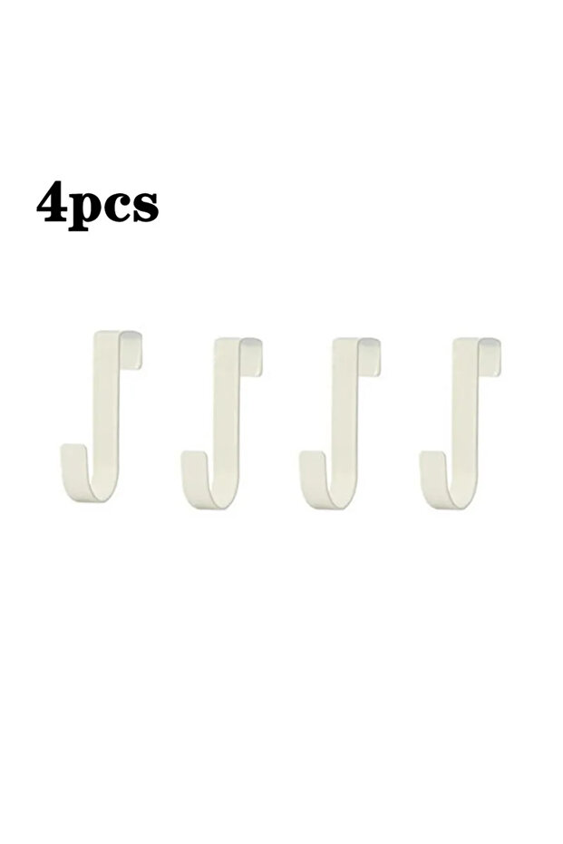 White-4pcs Multi-Purpose Hooks Kitchen Cabinet Door Back Hook Hanging Rack Clothes Coat Hat Towel Ha