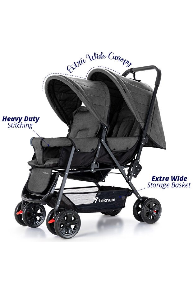 Teknum Double Stroller Combo-Dark Grey - 8