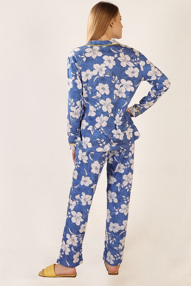 Desenli Pamuklu Örme Pijama Takımı - 4