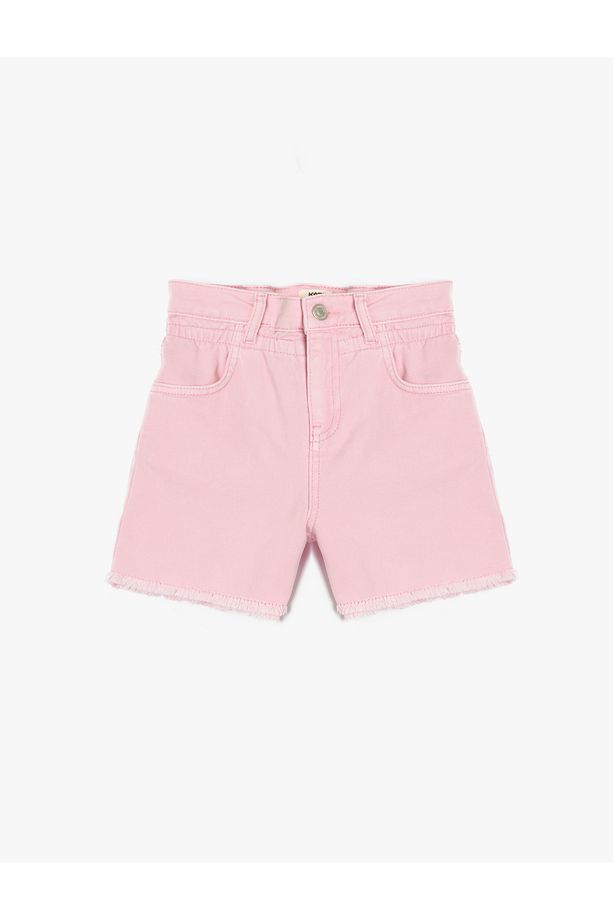 Pamuklu Düğme ve Cep Detaylı Basic Denim Şort - 1