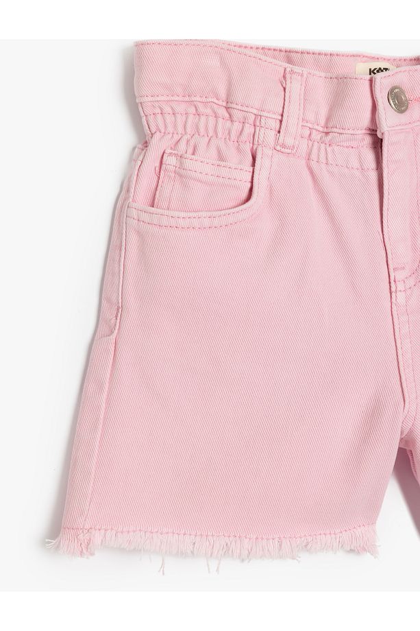 Pamuklu Düğme ve Cep Detaylı Basic Denim Şort - 3