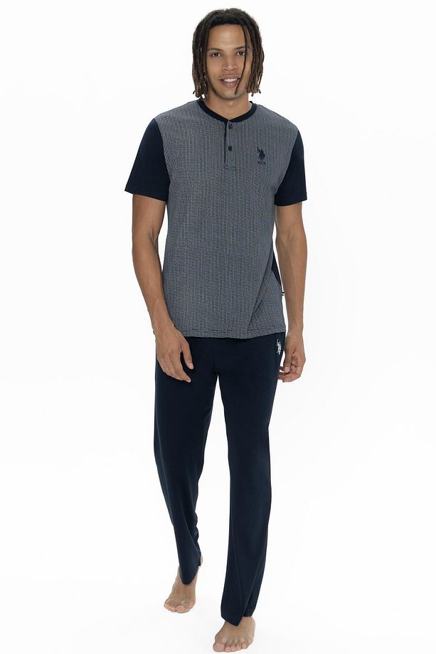 U.S. Polo %100 Pamuk 3'lü Pijama Seti, Üst pijama, Alt Pijama, ve Şort Takım - 7