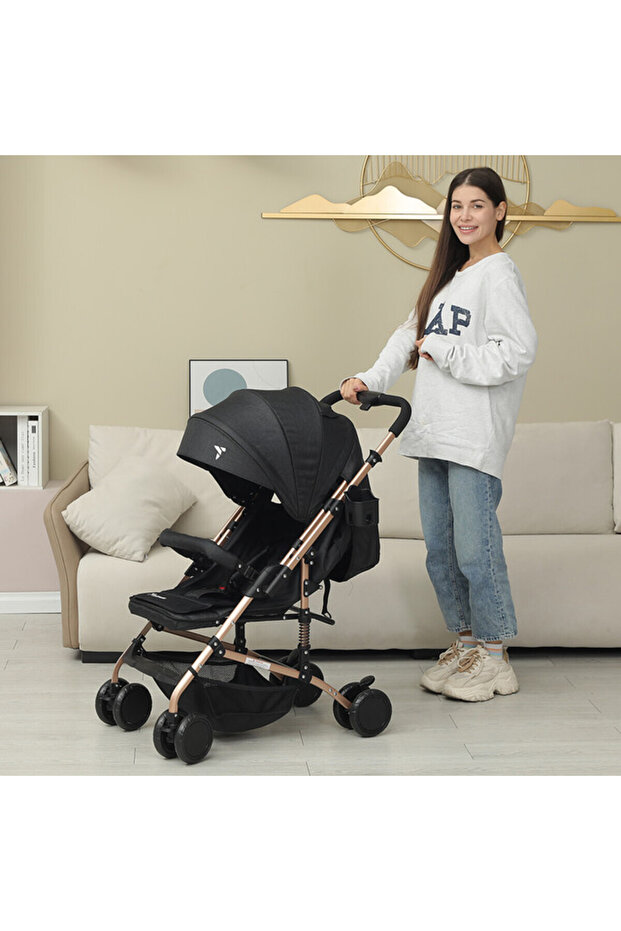 عربة أطفال قابلة للعكس باللون الأسود - 3