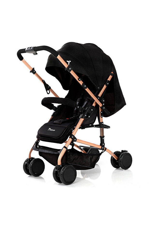 عربة أطفال قابلة للعكس باللون الأسود - 1