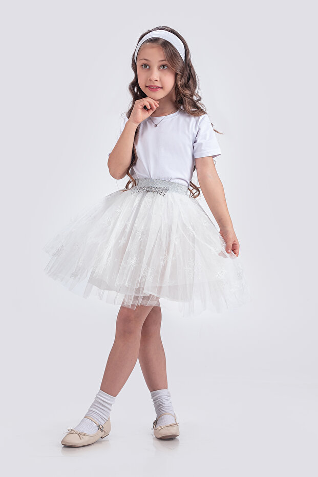 Snowflake Printed April 23 Fluffy Show Birthday Party Skirt