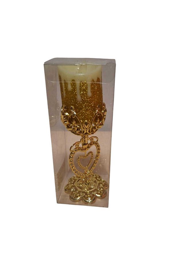 Ledli Mum Tealight Işıklı Dumansız Gold Simli Alevli Sarı Pilli Led - 1