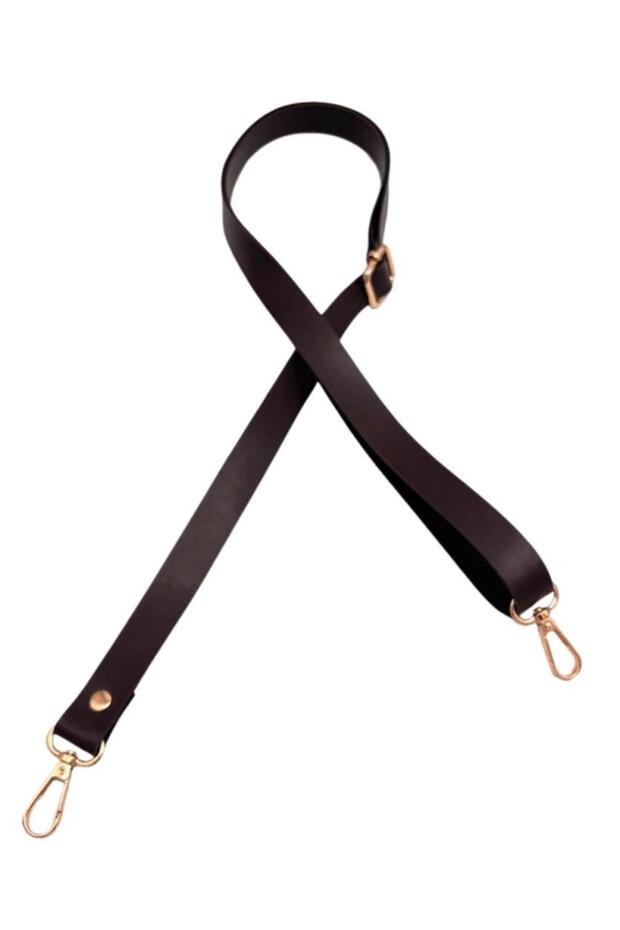 Angel Bag Accessory Faux Leather Adjustable Bag Handle 120X2 cm Dark Brown Color Light Gold Metal
